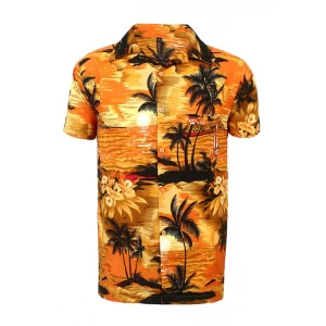 Kids Boys Girls Children Unisex Loud Beach Aloha Party Summer Holiday Fancy Orange Beach Palm Hawaiian Shirt
