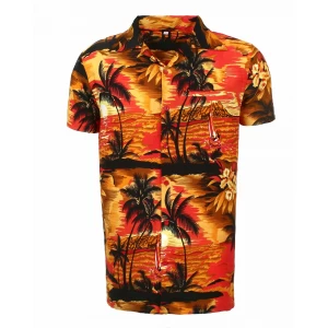Women's Ladies Loud Hen Beach Aloha Party Summer Holiday Fancy Red Beach Palm Hawaiian Shirt