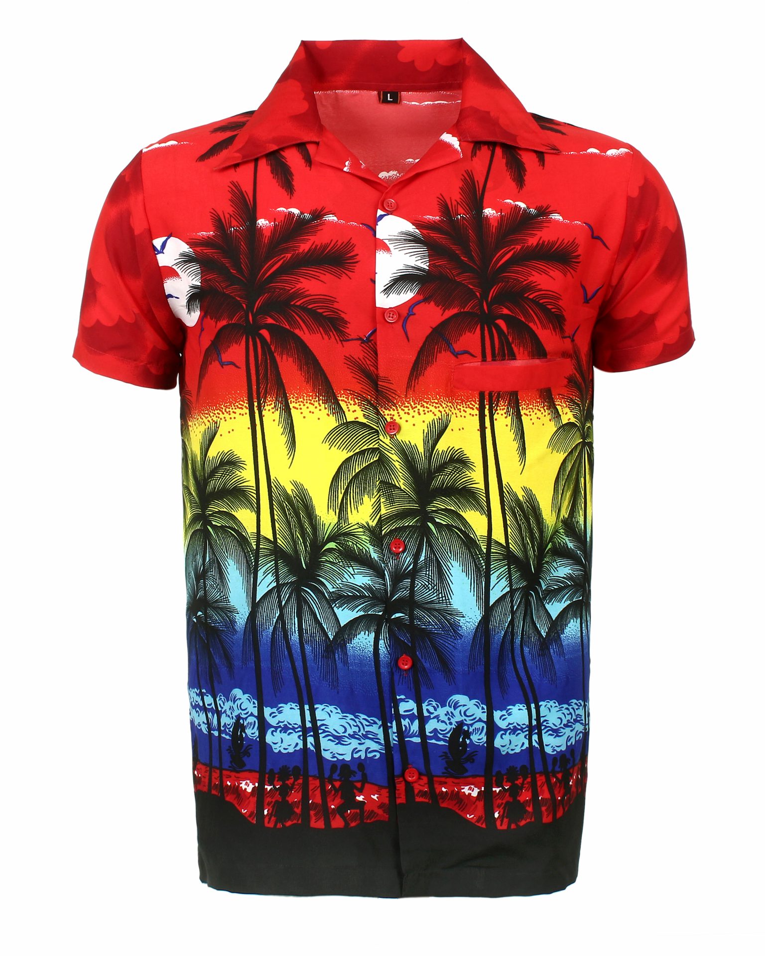 Women's Ladies Loud Hen Beach Aloha Party Summer Holiday Fancy Red Palm Hawaiian Shirt