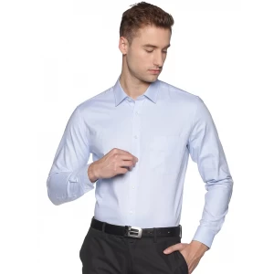 ALDENO Formal Sky Blue Pure Cotton Classic Long-Sleeve Solid Oxford Shirt for Men