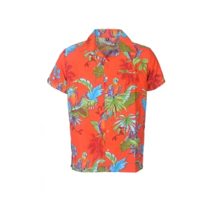 Kids Boys Girls Children Unisex Loud Beach Aloha Party Summer Holiday Fancy Orange Parrot Hawaiian Shirt