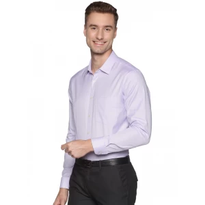 ALDENO Formal Purple Pure Cotton Classic Long-Sleeve Solid Dobby Shirt for Men