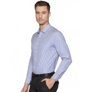 ALDENO Formal Glum Blue & White Stripes Cotton Classic Long-Sleeve Regular Fit Solid Shirt for Men