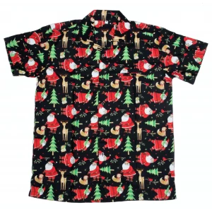 Kids Boys Girls Children Unisex Loud Christmas Santa Xmas Holiday Fancy Party Black Rudolf Hawaiian Shirt