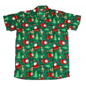 Kids Boys Girls Children Unisex Loud Christmas Santa Xmas Holiday Fancy Party Green Rudolf Hawaiian Shirt