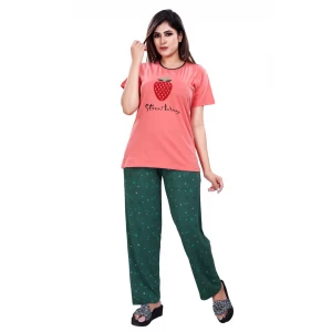 Kiklo Women's Ladies Pajama Loungewear Nightwear 100% Cotton Strawberry Pyjamas PJs Set