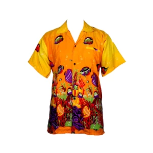 Kids Boys Girls Children Unisex Loud Beach Aloha Party Summer Holiday Fancy Yellow Fish Hawaiian Shirt