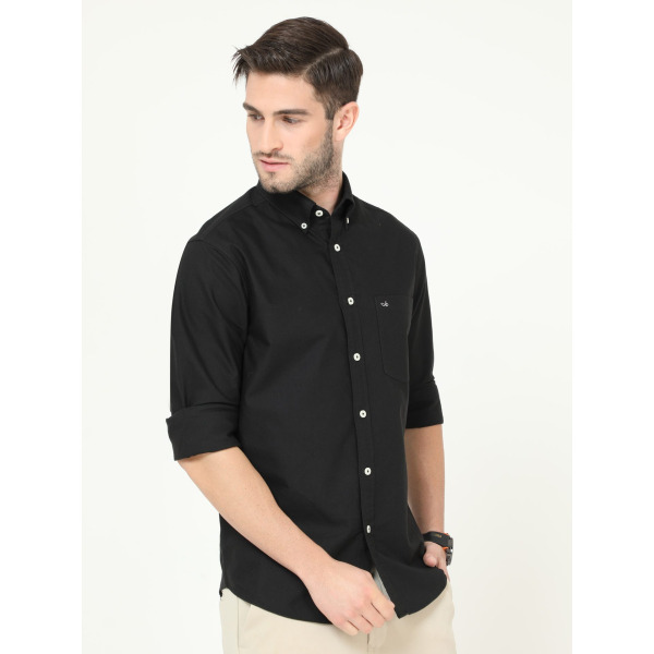 Aldeno Men's Button Down Black Full Sleeve Garment Dye Oxford Shirt - Image 5